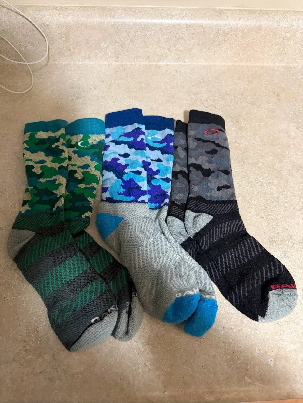 Oakley Men’s Camo Athletic Crew Socks - Green, Blue, Gray